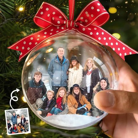 Christmas bauble with photo - Personal birthday gifts for best friends, family, colleague, work friend, husband and wife, dog and cat lovers - Family forever, Christmas together